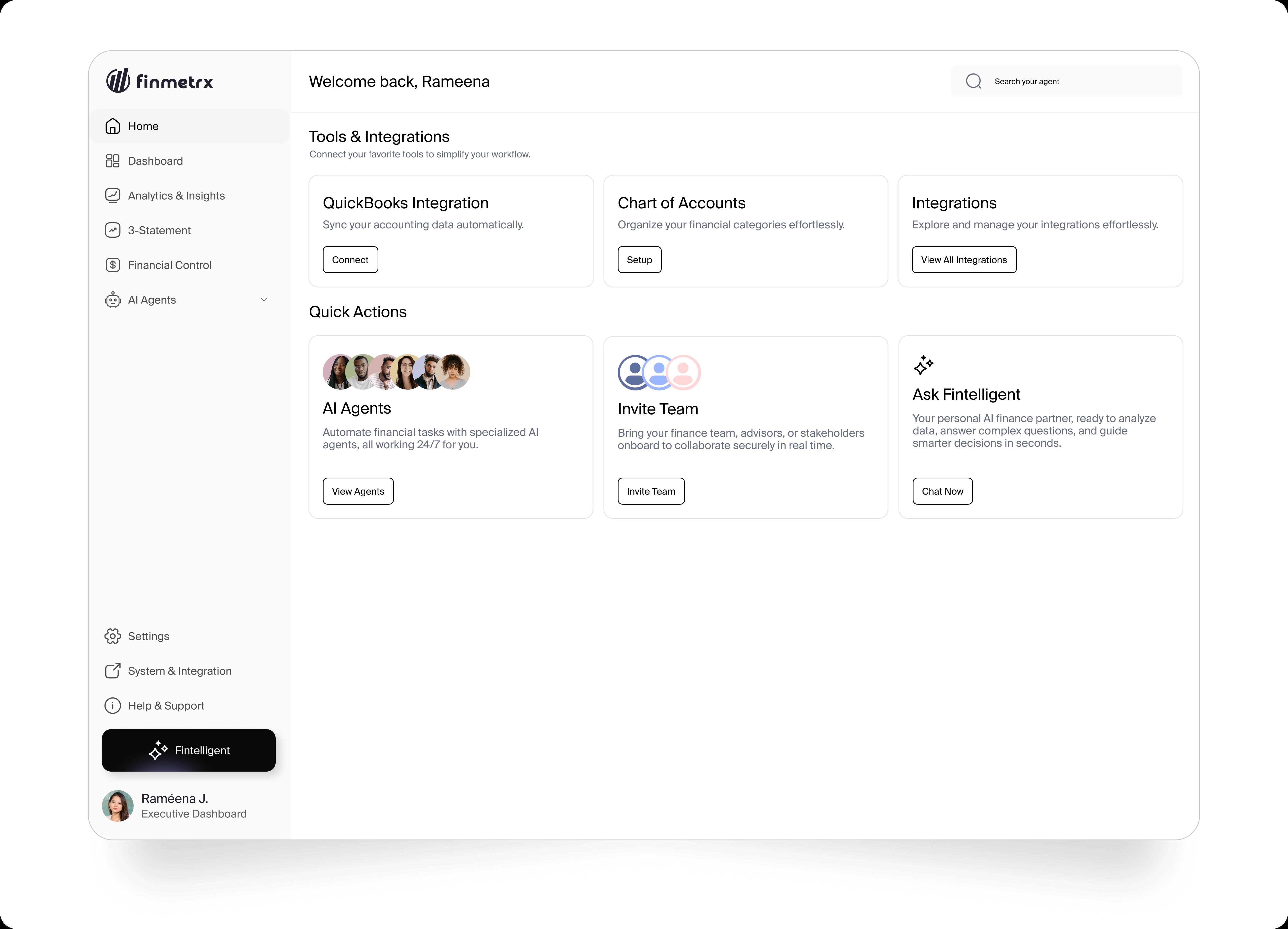 An agent-generated dashboard saved and living alongside the regular financial views